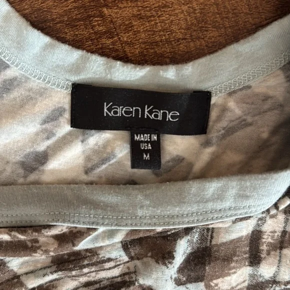 Karen Kayne, Long brown and powder blue pattern maxi dress. - Picture 2 of 4